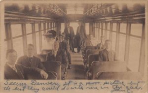 Denver Colorado Sight Seeing Observation Trolley Interior Real Photo PC AA69750