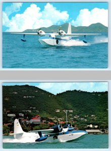 2 Postcards VIRGIN ISLANDS SEAPLANE SHUTTLES ~ also Puerto Rico  ca 1960s-70s