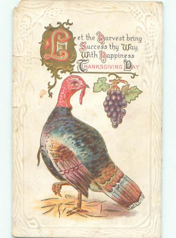 Pre-Linen Thanksgiving TURKEY BIRD WITH GRAPES AB4313