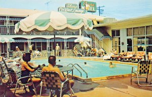 Asbury Park NJ Shore Motel Swimming Pool Old Cars Restaurant Postcard