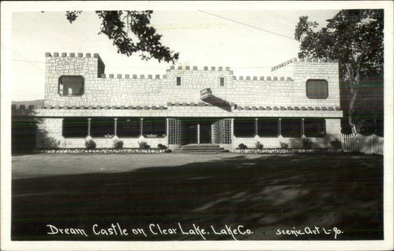 Dream Castle on Clear Lake Lak County CA Real Photo Postcard