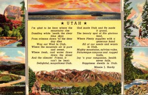 Utah Poem By Minnie J Hardy 1939 Curteich