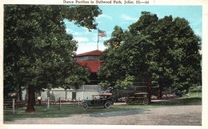 Dance Pavilion In Dellwood Park Street & Trees Views Joliet Illinois IL Postcard