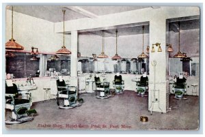 Saint Paul Minnesota MN Postcard Barber Shop Hotel Interior Saint Paul c1910's