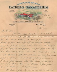 Katberg Hotel Sanatorium Africa Cape Town Antique WW2 Letter