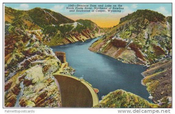 Scenic View of Seminoe Dam & Lake on North Platt River, Southwest of Casper, ...