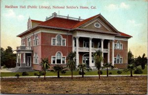 Postcard Markham Hall Public Library in National Soldier's Home, California