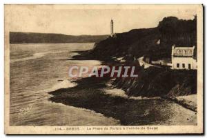 Old Postcard Brest Le Phare du Portzic At & # 39Entree From Goulet
