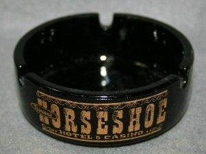 Vintage Black LAS VEGAS BINION’S HORSESHOE HOTEL & CASINO ROOM ASHTRAY