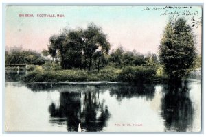 c1910 Scenic View Big Bend Bridge River Scottville Michigan MI Vintage Postcard