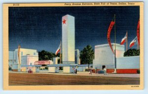 DALLAS, TX ~ Parry Avenue Entrance STATE FAIR of TEXAS c1930s Art Deco Postcard