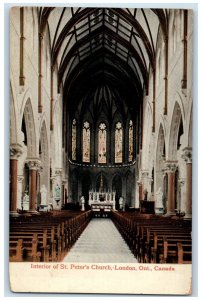 c1910's Interior Of St. Peter's Church London Ontario Canada Antique Postcard