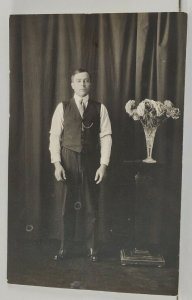 Telluride Colorado Handsome Gentleman with Lovely Glass Vase Studio Postcard Q8