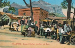 Italy Palermo Sicilian clothes vendor market scene