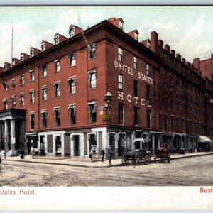 c1900s UDB Boston, MA United States Hotel Downtown Roadside Man Main Street A210