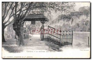 Old Postcard Geneve Trail Des Saules