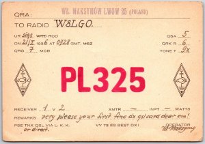 Radio Card PL325  WL. Maksymow LWOW 25 Poland Amateur Station Postcard