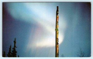 UNIVERSITY OF ALASKA ~Anchorage, AK ~ Totem Pole NORTHERN LIGHTS 1967  Postcard