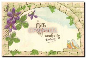 Old Postcard Fantasy Flowers Birds