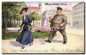 Postcard Old Man steigt nach Policeman Police