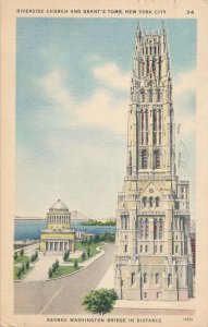 Riverside Church NYC, New York City and Grant's Tomb - pm 1948 - Linen