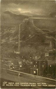 Vintage Postcard Castle Rock Mountain Railway and Park Golden Colorado 