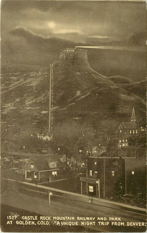 Vintage Postcard Castle Rock Mountain Railway and Park Golden Colorado 