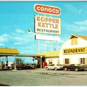 c1950s Iowa IA-80 Kopper Kettle Restaurant Highway Host PC Conoco Car Gas A126