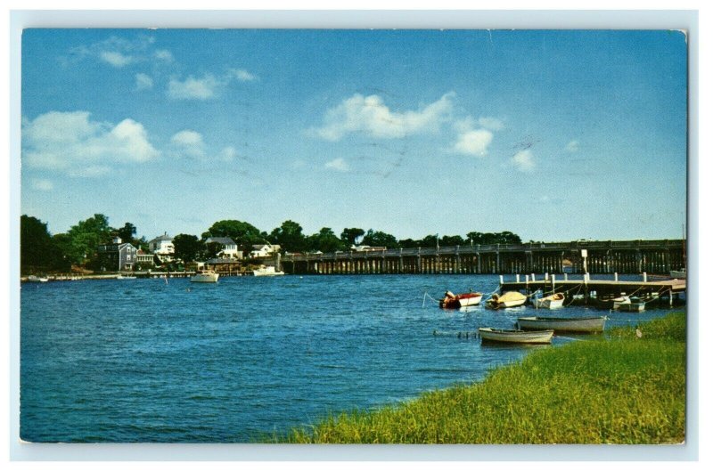 1962 Bass River Side Dock Boat Bridge Eastham Massachusetts MA Vintage Postcard