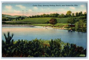 1943 Cutler Dam Bathing Beach Zanesville Ohio OH Vintage Unposted Postcard