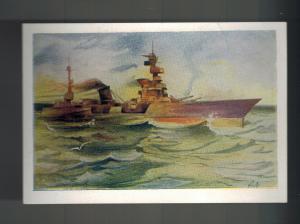 Mint WWII USSR SOviet Union Navy Batlleship at Sea Postcard Artist