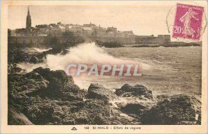 Postcard Old St Malo Effects waves