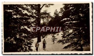 Postcard Modern Ifrane in the Snow Skis In Mischliffen