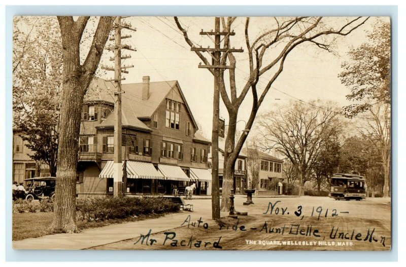 1912 Worcester St. Wellesley Hills Pharmacy Massachusetts MA RPPC Photo Postcard 