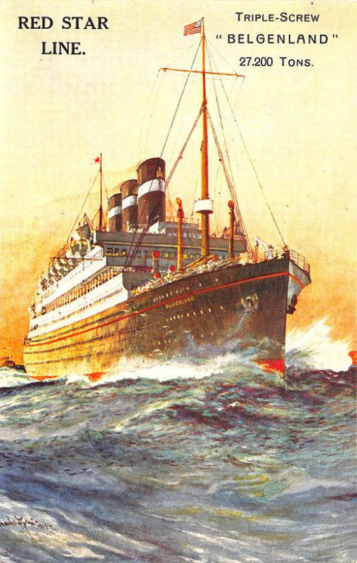 Red Star Line Passenger Steamer Belgenland Poster Type Postcard 