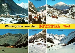 VINTAGE CONTINENTAL SIZE POSTCARD WINTER GREETINGS FROM PITZTAL AUSTRIA TIROLS