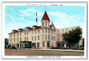 1933 Ludington Hotel Cafeteria Building Escanaba Detroit Michigan MI Postcard