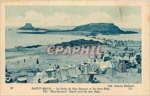 Old Postcard Saint Malo Greve Bon Secours and the two Beys