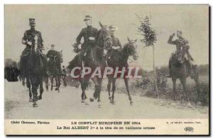 Old Postcard Militaria King Albert 1 at the head of his valiant army