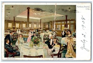 1908 Steamship Amerika Ritz's Carlton Restaurant Hamburg Amerika Line Postcard 