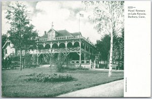 Hotel Kenmore On Lake Kenosia Denbury Connecticut Black & White Antique Postcard