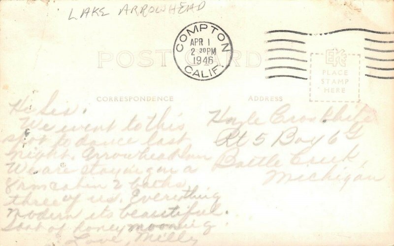 LPS11 Lake Arrowhead California Postcard RPPC