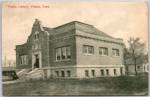 1910's Public Library Vinton Iowa IA Landmark Building Posted Postcard