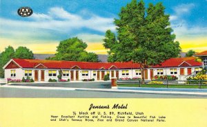 JENSEN'S MOTEL Richfield, Utah U.S. 89 Roadside Motel ca 1950s Vintage Postcard