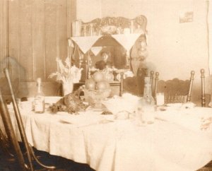 Thanksgiving Ghost Women In Mirror Postcard Real Photo RPPC Vintage Unposted