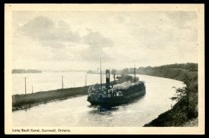 dc1275 - CORNWALL Ontario Postcard 1930s Steamer in Long Sault Canal