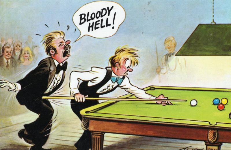 Snooker Bloody Hell Comic Billiards 1970s Comic Humour Postcard