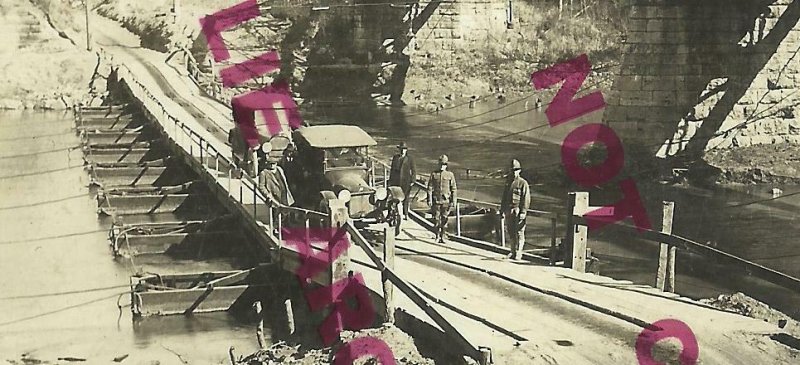 Fort Ft. Riley KANSAS RPPC c1915 U.S. ARMY Soldiers PONTOON BRIDGE River Scene