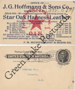 J.G.Hoffmann  Sons 1899 - Star Oak Harness Leather Advertising Postal Card