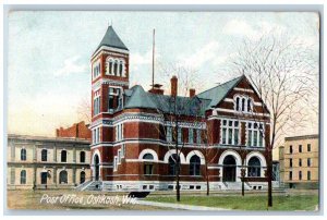 Oshkosh Wisconsin WI Postcard Post Office Building 1907 Posted Antique